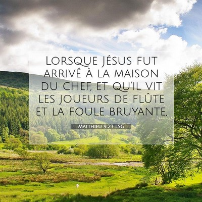 Picture 07 - Matthieu 9:23 LSG - Lorsque Jésus fut arrivé à la maison du chef, - Bible Verse Picture