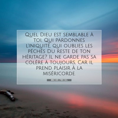 Picture 07 - Michée 7:18 LSG - Quel Dieu est semblable à toi, Qui pardonnes - Bible Verse Picture