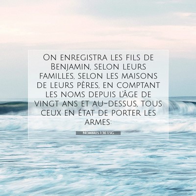 Picture 07 - Nombres 1:36 LSG - On enregistra les fils de Benjamin, selon leurs - Bible Verse Picture