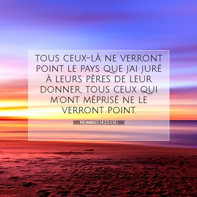 Picture 07 - Nombres 14:23 LSG - tous ceux-là ne verront point le pays que j'ai - Bible Verse Picture