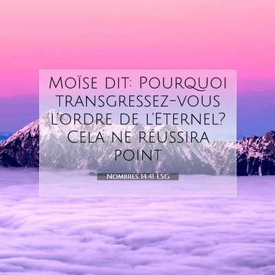 Picture 07 - Nombres 14:41 LSG - Moïse dit: Pourquoi transgressez-vous l'ordre de - Bible Verse Picture