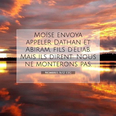 Picture 07 - Nombres 16:12 LSG - Moïse envoya appeler Dathan et Abiram, fils - Bible Verse Picture