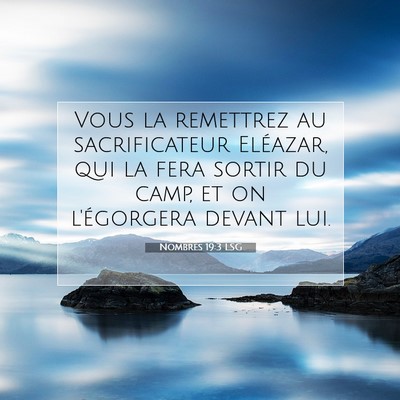 Picture 07 - Nombres 19:3 LSG - Vous la remettrez au sacrificateur Eléazar, qui - Bible Verse Picture