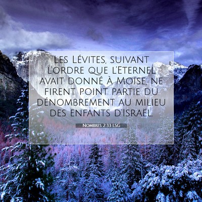 Picture 07 - Nombres 2:33 LSG - Les Lévites, suivant l'ordre que l'Eternel avait - Bible Verse Picture