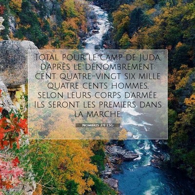 Picture 07 - Nombres 2:9 LSG - Total pour le camp de Juda, d'après le - Bible Verse Picture