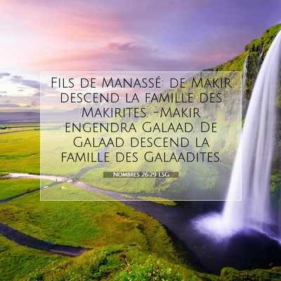 Picture 07 - Nombres 26:29 LSG - Fils de Manassé: de Makir descend la famille des - Bible Verse Picture
