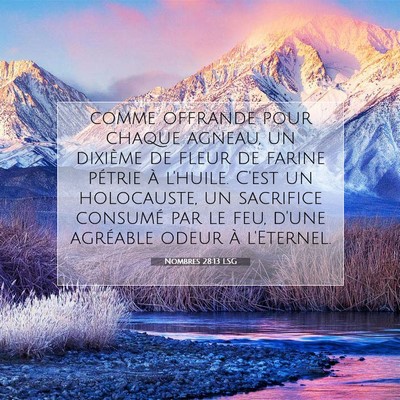 Picture 07 - Nombres 28:13 LSG - comme offrande pour chaque agneau, un dixième de - Bible Verse Picture