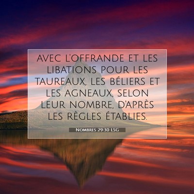 Picture 07 - Nombres 29:30 LSG - avec l'offrande et les libations pour les - Bible Verse Picture