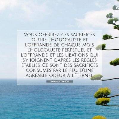 Picture 07 - Nombres 29:6 LSG - Vous offrirez ces sacrifices, outre l'holocauste - Bible Verse Picture