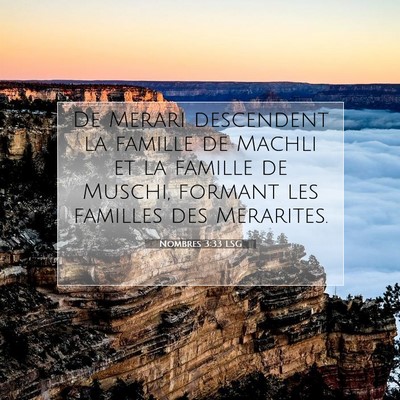 Picture 07 - Nombres 3:33 LSG - De Merari descendent la famille de Machli et la - Bible Verse Picture