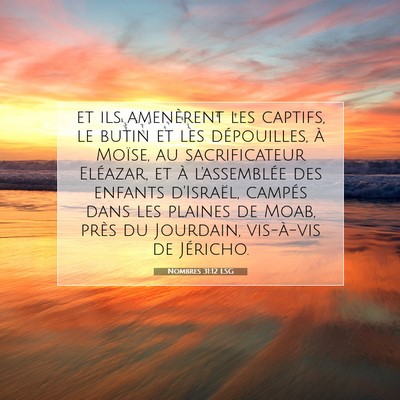 Picture 07 - Nombres 31:12 LSG - et ils amenèrent les captifs, le butin et les - Bible Verse Picture