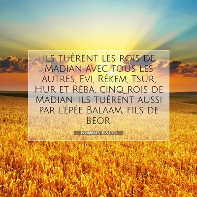 Picture 07 - Nombres 31:8 LSG - Ils tuèrent les rois de Madian avec tous les - Bible Verse Picture