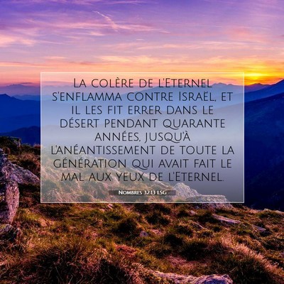 Picture 07 - Nombres 32:13 LSG - La colère de l'Eternel s'enflamma contre - Bible Verse Picture