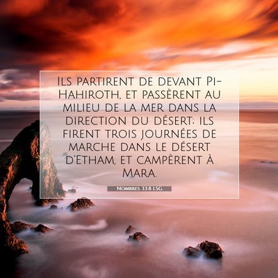 Picture 07 - Nombres 33:8 LSG - Ils partirent de devant Pi-Hahiroth, et - Bible Verse Picture