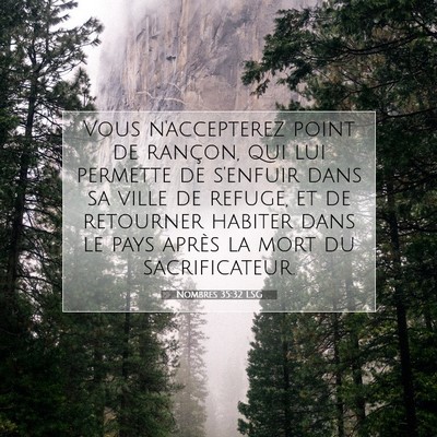 Picture 07 - Nombres 35:32 LSG - Vous n'accepterez point de rançon, qui lui - Bible Verse Picture