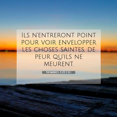 Picture 07 - Nombres 4:20 LSG - Ils n'entreront point pour voir envelopper les - Bible Verse Picture