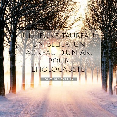 Picture 07 - Nombres 7:21 LSG - un jeune taureau, un bélier, un agneau d'un an, - Bible Verse Picture