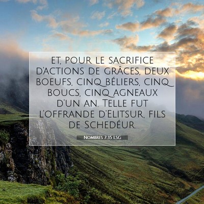 Picture 07 - Nombres 7:35 LSG - et, pour le sacrifice d'actions de grâces, deux - Bible Verse Picture