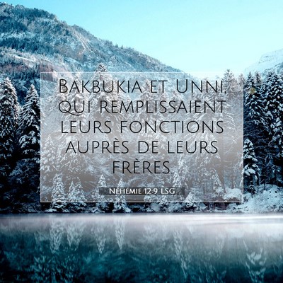 Picture 07 - Néhémie 12:9 LSG - Bakbukia et Unni, qui remplissaient leurs - Bible Verse Picture