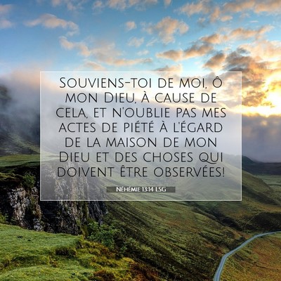 Picture 07 - Néhémie 13:14 LSG - Souviens-toi de moi, ô mon Dieu, à cause de - Bible Verse Picture