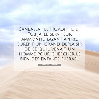 Picture 07 - Néhémie 2:10 LSG - Sanballat, le Horonite, et Tobija, le serviteur - Bible Verse Picture