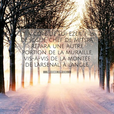 Picture 07 - Néhémie 3:19 LSG - et à côté de lui Ezer, fils de Josué, chef de - Bible Verse Picture
