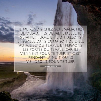 Picture 07 - Néhémie 6:10 LSG - Je me rendis chez Schemaeja, fils de Delaja, fils - Bible Verse Picture