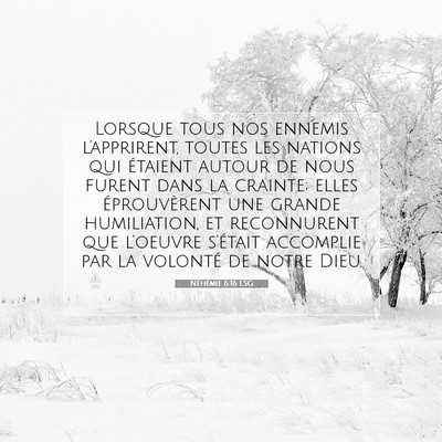 Picture 07 - Néhémie 6:16 LSG - Lorsque tous nos ennemis l'apprirent, toutes les - Bible Verse Picture