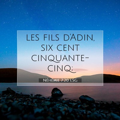 Picture 07 - Néhémie 7:20 LSG - les fils d'Adin, six cent - Bible Verse Picture