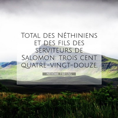 Picture 07 - Néhémie 7:60 LSG - Total des Néthiniens et des fils des serviteurs - Bible Verse Picture