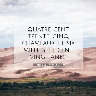 Picture 07 - Néhémie 7:69 LSG - quatre cent trente-cinq chameaux, et six mille - Bible Verse Picture
