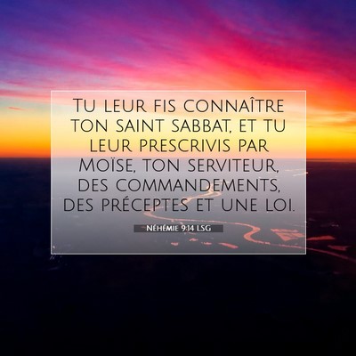 Picture 07 - Néhémie 9:14 LSG - Tu leur fis connaître ton saint sabbat, et tu - Bible Verse Picture