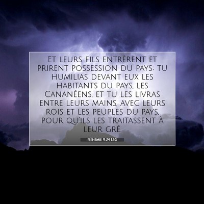 Picture 07 - Néhémie 9:24 LSG - Et leurs fils entrèrent et prirent possession du - Bible Verse Picture