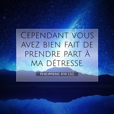 Picture 07 - Philippiens 4:14 LSG - Cependant vous avez bien fait de prendre part à - Bible Verse Picture