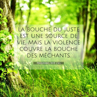 Picture 07 - Proverbes 10:11 LSG - La bouche du juste est une source de vie, Mais la - Bible Verse Picture