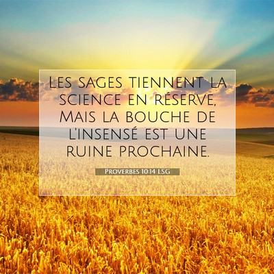 Picture 07 - Proverbes 10:14 LSG - Les sages tiennent la science en réserve, Mais - Bible Verse Picture