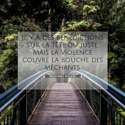 Picture 07 - Proverbes 10:6 LSG - Il y a des bénédictions sur la tête du juste, - Bible Verse Picture