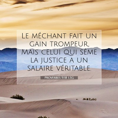 Picture 07 - Proverbes 11:18 LSG - Le méchant fait un gain trompeur, Mais celui qui - Bible Verse Picture
