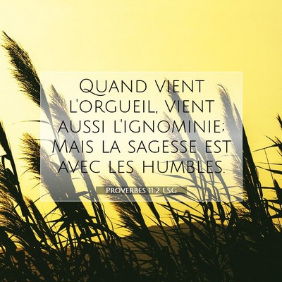 Picture 07 - Proverbes 11:2 LSG - Quand vient l'orgueil, vient aussi l'ignominie; - Bible Verse Picture
