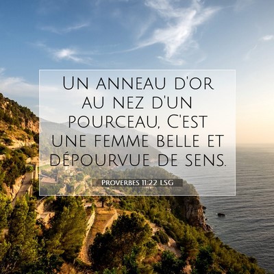 Picture 07 - Proverbes 11:22 LSG - Un anneau d'or au nez d'un pourceau, C'est une - Bible Verse Picture