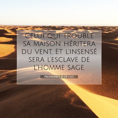 Picture 07 - Proverbes 11:29 LSG - Celui qui trouble sa maison héritera du vent, Et - Bible Verse Picture