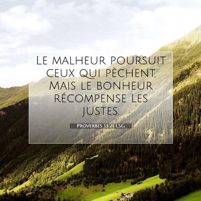 Picture 07 - Proverbes 13:21 LSG - Le malheur poursuit ceux qui pèchent, Mais le - Bible Verse Picture