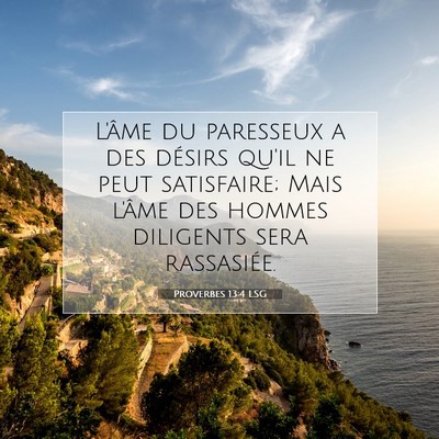 Picture 07 - Proverbes 13:4 LSG - L'âme du paresseux a des désirs qu'il ne peut - Bible Verse Picture