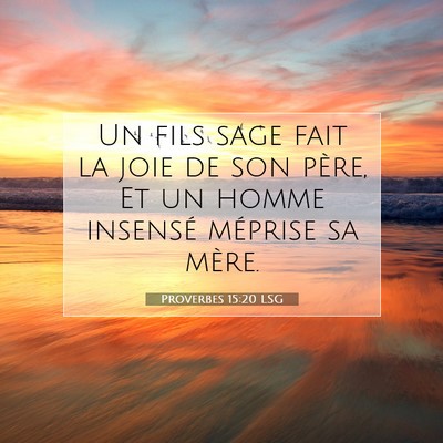 Picture 07 - Proverbes 15:20 LSG - Un fils sage fait la joie de son père, Et un - Bible Verse Picture
