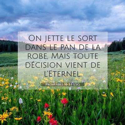 Picture 07 - Proverbes 16:33 LSG - On jette le sort dans le pan de la robe, Mais - Bible Verse Picture