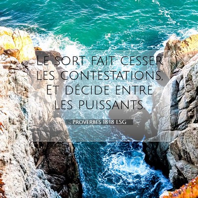 Picture 07 - Proverbes 18:18 LSG - Le sort fait cesser les contestations, Et décide - Bible Verse Picture