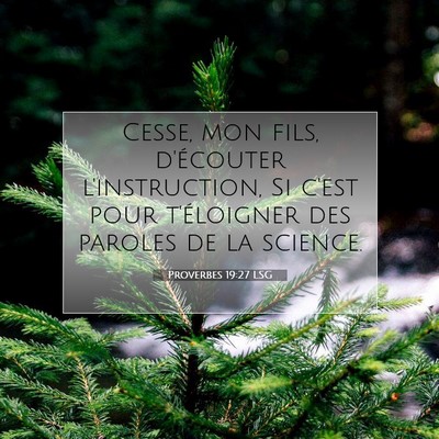 Picture 07 - Proverbes 19:27 LSG - Cesse, mon fils, d'écouter l'instruction, Si - Bible Verse Picture