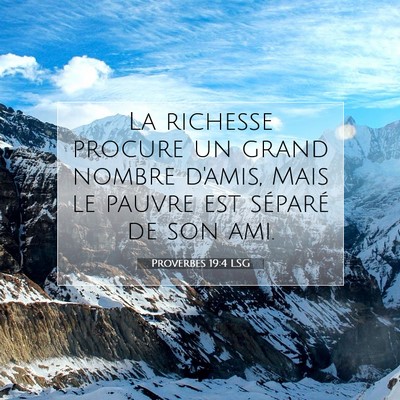 Picture 07 - Proverbes 19:4 LSG - La richesse procure un grand nombre d'amis, Mais - Bible Verse Picture