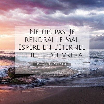 Picture 07 - Proverbes 20:22 LSG - Ne dis pas: Je rendrai le mal. Espère en - Bible Verse Picture