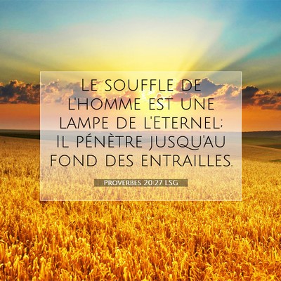 Picture 07 - Proverbes 20:27 LSG - Le souffle de l'homme est une lampe de l'Eternel; - Bible Verse Picture